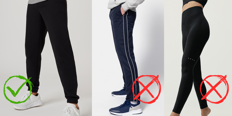 Invierno: pantalón largo, suelto, negro, sin raya.